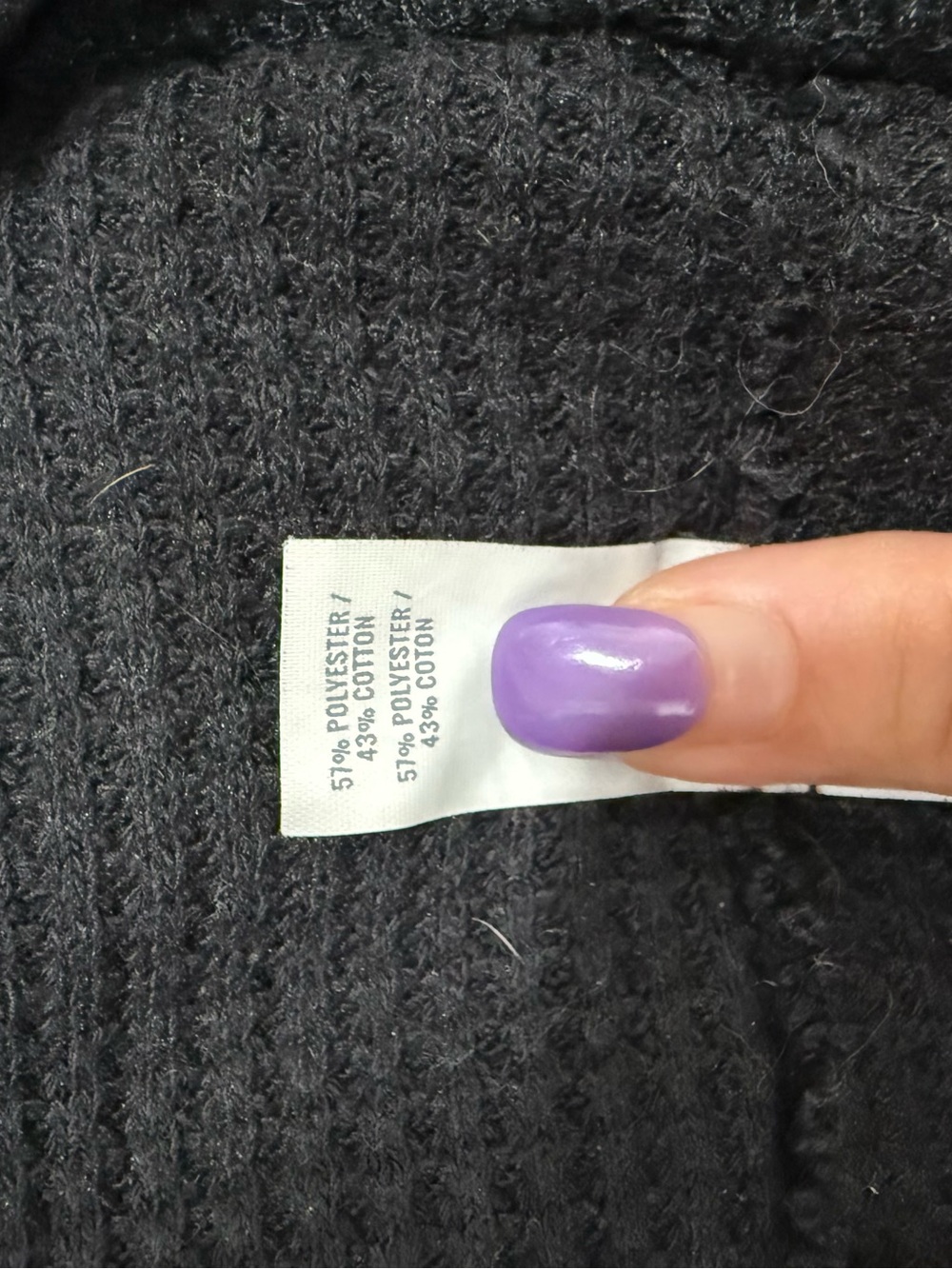 aerie Black Waffle-Knit Crew Sweatshirt - Picture 4 of 4